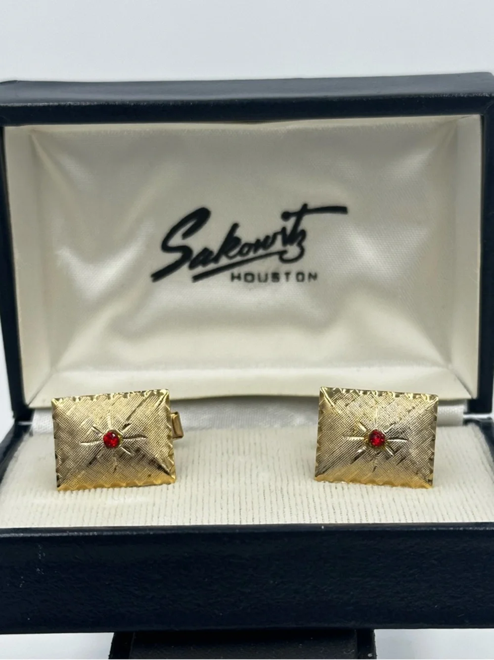 Sakowitz of Houston Goldtone Satin Finish Cufflinks